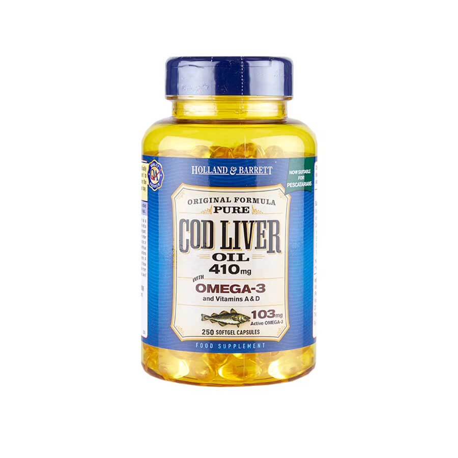 Holland & Barrett Cod Liver Oil 410mg 250 Capsules Ehavene