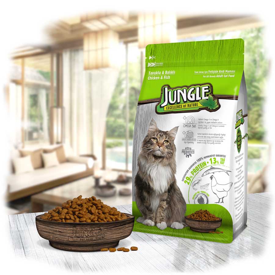 Jungle Adult Cat Food Chicken and Fish 500gm Ehavene