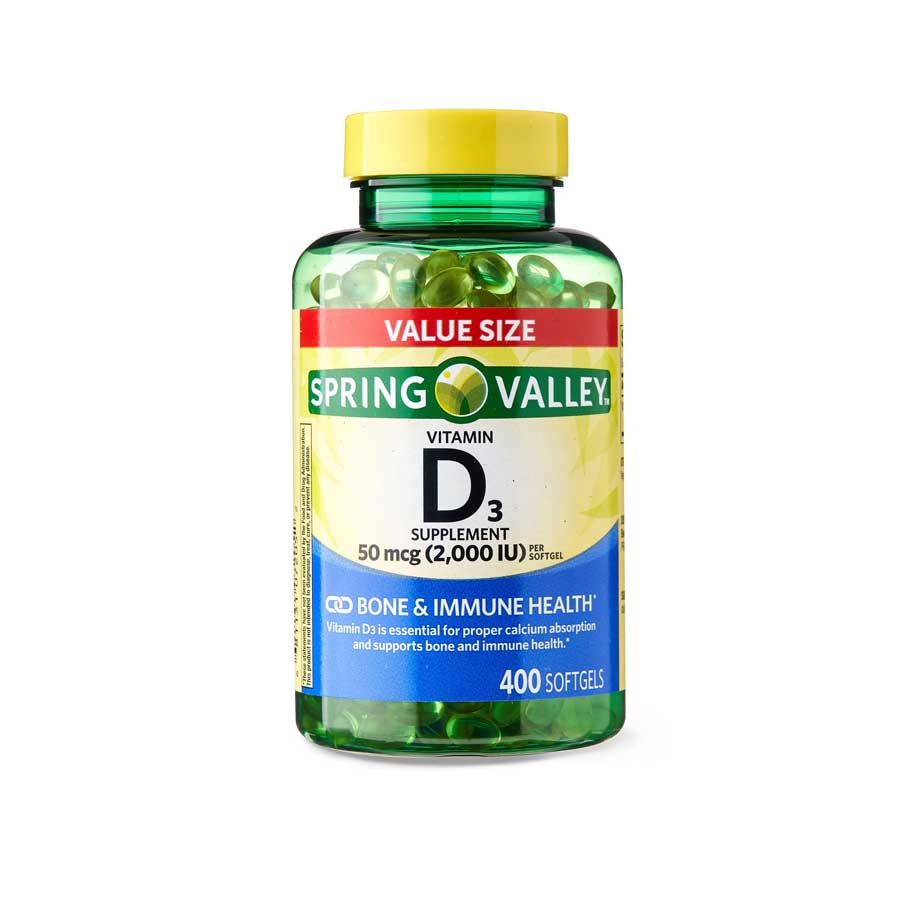 Spring Valley Vitamin D3 50mcg 2000 IU 400 Softgels Ehavene